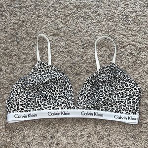 Calvin Klein White & Black Leopard Print Bralette